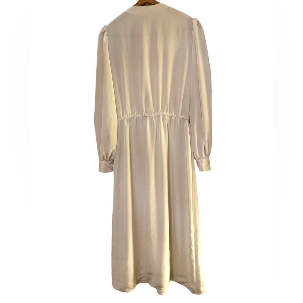 IN THE MOOD 80s Ivory LS Midi Shift Dress w/Sequins Embroidery & Pearls Sz 12 - Picture 7 of 8